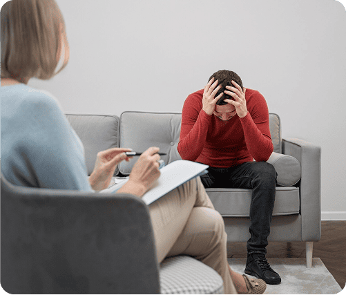 Psychologist evaluating a man